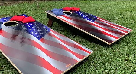 Kusar Game - Pro Cornhole Set  - Patriotic Cornhole - Party Rentals